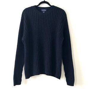 Club Room 100% Cotton Navy Blue Ribbed Crewneck Sweater